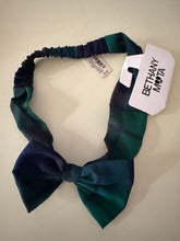 GREEN/NAVY PLAID SOFT, ELASTICIZED GIRL'S/PRETEEN BOW HEADBAND