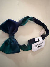 GREEN/NAVY PLAID SOFT, ELASTICIZED GIRL'S/PRETEEN BOW HEADBAND