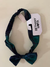 GREEN/NAVY PLAID SOFT, ELASTICIZED GIRL'S/PRETEEN BOW HEADBAND