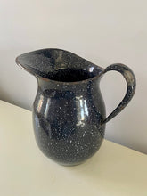 RARE, EXTRA SPECIAL (HUGE AND HEAVY-DUTY) VINTAGE WORLD WAR II-ERA DARK BLUE-SPECKLED GRANITEWARE U.S. NAVY MESS HALL WATER PITCHER