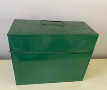 VINTAGE PORTA-FILE GREEN METAL FILE BOX (RARE TO FIND WITH ORIGINAL STICKER/KEY)--MADE IN THE USA!