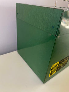 VINTAGE FILE-A-WAY GREEN METAL FILE BOX (ORIGINAL STICKER TAG! SO RARE!)