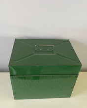 VINTAGE FILE-A-WAY GREEN METAL FILE BOX (ORIGINAL STICKER TAG! SO RARE!)