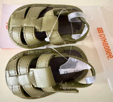 ITTY-BITTY, SIZE 1, SWEETY-SWEET, FISHERMAN'S BABY SANDALS--OLIVE-COLOR/GENDER-NEUTRAL