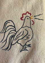 FARMHOUSE ROOSTER DISH TOWEL WITH CHECKED-PATTERN WIDE BORDER--EXTRA BIG AND BEAUTIFUL!