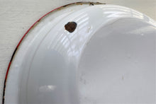 VINTAGE, LARGE, ROUND WHITE WITH RED TRIM, ENAMEL WASH BASIN--BEAUTIFUL AND CLASSIC