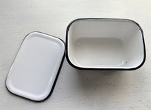 VINTAGE, TWO-PIECE ENAMEL REFRIGERATOR DISH--PERFECT FOR BUTTER...SO BEAUTIFUL! SO CLASSIC!