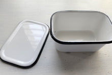 VINTAGE, TWO-PIECE ENAMEL REFRIGERATOR DISH--PERFECT FOR BUTTER...SO BEAUTIFUL! SO CLASSIC!