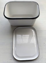 VINTAGE, TWO-PIECE ENAMEL REFRIGERATOR DISH--PERFECT FOR BUTTER...SO BEAUTIFUL! SO CLASSIC!