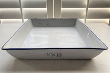 VINTAGE, VERY RARE, WHITE ENAMEL, HEAVY-DUTY "ELITE" COOKING/CAKE PAN WITH BLUE TRIM--MADE IN AUSTRIA