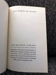 RARE! "THE WORKS OF PLATO" (VINTAGE 1928 HARDCOVER/AS IS)