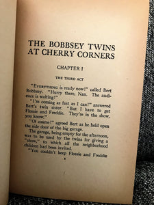 "THE BOBBSEY TWINS AT CHERRY CORNERS" (VINTAGE 1927 BOOK, WITH RARE, INTACT BOOK JACKET)