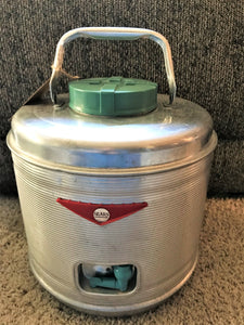 VINTAGE SILVER-RIBBED, INSULATED-ALUMINUM SEARS SPOUTED WATER JUG