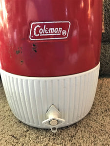 VINTAGE COLEMAN JUMBO RED METAL WATER JUG