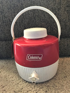 VINTAGE COLEMAN RED METAL PICNIC JUG