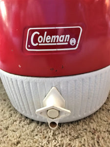 VINTAGE COLEMAN RED METAL PICNIC JUG