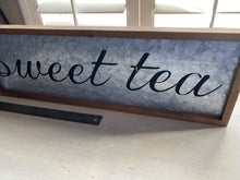 SUPER-PRETTY "SWEET TEA" GALVANIZED SIGN WITH WOOD FRAME--HAPPY UP YOUR KITCHEN WALL