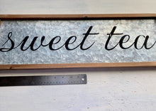 SUPER-PRETTY "SWEET TEA" GALVANIZED SIGN WITH WOOD FRAME--HAPPY UP YOUR KITCHEN WALL