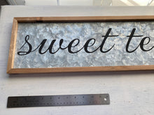 SUPER-PRETTY "SWEET TEA" GALVANIZED SIGN WITH WOOD FRAME--HAPPY UP YOUR KITCHEN WALL