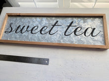 SUPER-PRETTY "SWEET TEA" GALVANIZED SIGN WITH WOOD FRAME--HAPPY UP YOUR KITCHEN WALL