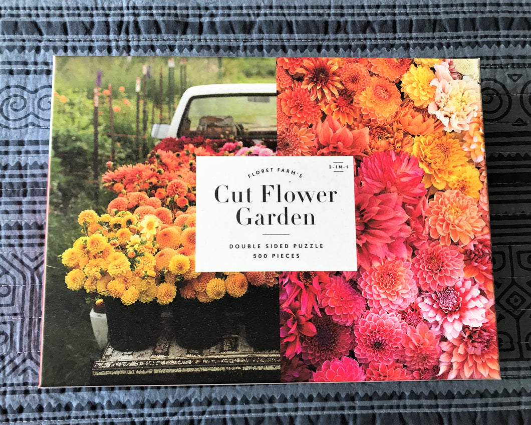 500-PIECE DOUBLE-SIDED MORE THAN A BOUQUET--ALL FOR YOU! A PICK-UP FULL OF FLOWERS/OMBRE ARRANGEMENT OF FLOWERS TWO-IN-ONE PUZZLE