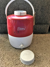 VINTAGE COLEMAN JUMBO RED METAL WATER JUG