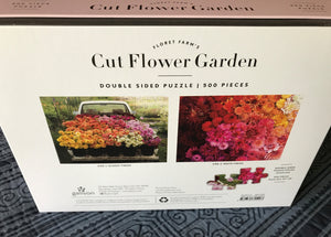 500-PIECE DOUBLE-SIDED MORE THAN A BOUQUET--ALL FOR YOU! A PICK-UP FULL OF FLOWERS/OMBRE ARRANGEMENT OF FLOWERS TWO-IN-ONE PUZZLE