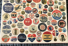 500-PIECE AMERICANA-THEMED PUZZLE:  FUN, INTERESTING, HISTORIC PRESIDENTIAL CAMPAIGN BUTTONS (MADE IN THE USA!)