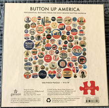 500-PIECE AMERICANA-THEMED PUZZLE:  FUN, INTERESTING, HISTORIC PRESIDENTIAL CAMPAIGN BUTTONS (MADE IN THE USA!)