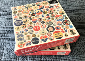 500-PIECE AMERICANA-THEMED PUZZLE:  FUN, INTERESTING, HISTORIC PRESIDENTIAL CAMPAIGN BUTTONS (MADE IN THE USA!)