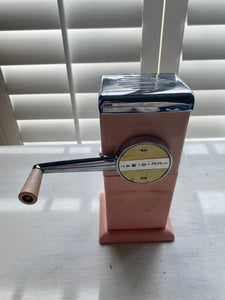 MID-CENTURY ICE-O-MAT:  VERY RARE, VERY SPECIAL VINTAGE PINK ICE CRUSHER--SO CHARMING