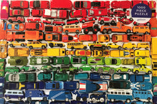 1,000-PIECE PUZZLE RRROOM! OMBRE RAINBOW ROWS OF VINTAGE-ISH TOY CARS (ONE OF MY FAVORITE ITEMS)