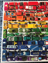 1,000-PIECE PUZZLE RRROOM! OMBRE RAINBOW ROWS OF VINTAGE-ISH TOY CARS (ONE OF MY FAVORITE ITEMS)