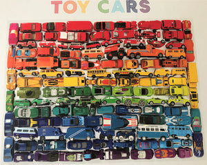 1,000-PIECE PUZZLE RRROOM! OMBRE RAINBOW ROWS OF VINTAGE-ISH TOY CARS (ONE OF MY FAVORITE ITEMS)