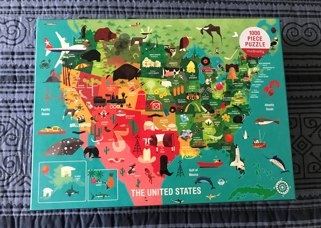 1,000-PIECE USA MAP WITH STATE CAPITALS/ART SYMBOLS FOR EACH PLACE (SO COLORFUL! SO FUN! GREAT FAMILY GIFT)