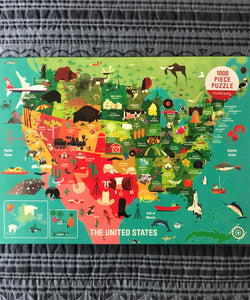 1,000-PIECE USA MAP WITH STATE CAPITALS/ART SYMBOLS FOR EACH PLACE (SO COLORFUL! SO FUN! GREAT FAMILY GIFT)