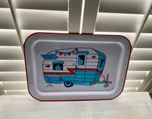 METAL SERVING TRAY WITH RETRO-LOOK CAMPER ARTWORK--FUNKY, BRIGHT, AND EXTRA-LARGE