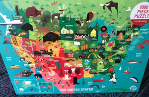 1,000-PIECE USA MAP WITH STATE CAPITALS/ART SYMBOLS FOR EACH PLACE (SO COLORFUL! SO FUN! GREAT FAMILY GIFT)