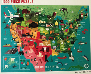 1,000-PIECE USA MAP WITH STATE CAPITALS/ART SYMBOLS FOR EACH PLACE (SO COLORFUL! SO FUN! GREAT FAMILY GIFT)