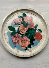 SEVEN-ROSE, ROUND, METAL, VINTAGE TRAY WALL DECOR--GORGEOUS AND TIMELESS