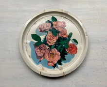 SEVEN-ROSE, ROUND, METAL, VINTAGE TRAY WALL DECOR--GORGEOUS AND TIMELESS