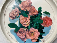 SEVEN-ROSE, ROUND, METAL, VINTAGE TRAY WALL DECOR--GORGEOUS AND TIMELESS