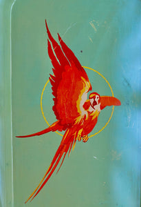 COLORFUL, MID-CENTURY, ALUMINUM "PARROT" TRAY