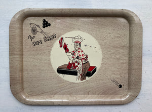 FUN, VINTAGE METAL TRAY (RARE "FOR HOT SHOT" GRILLING CHAMP RETRO TRAY)