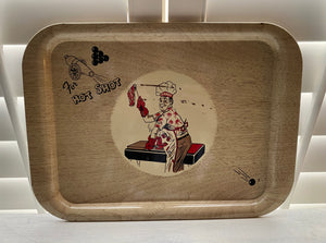 FUN, VINTAGE METAL TRAY (RARE "FOR HOT SHOT" GRILLING CHAMP RETRO TRAY)