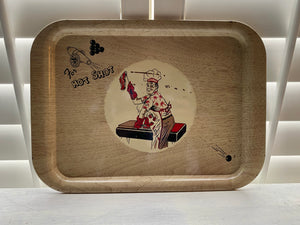 FUN, VINTAGE METAL TRAY (RARE "FOR HOT SHOT" GRILLING CHAMP RETRO TRAY)