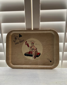 FUN, VINTAGE METAL TRAY (RARE "FOR HOT SHOT" GRILLING CHAMP RETRO TRAY)