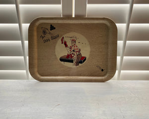 FUN, VINTAGE METAL TRAY (RARE "FOR HOT SHOT" GRILLING CHAMP RETRO TRAY)