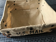 VERY SPECIAL, STURDY, BEAUTIFUL "U.S. MAIL" CANVAS/METAL/LEATHER-LOOK STORAGE BIN (THREE SIZES)