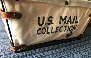 VERY SPECIAL, STURDY, BEAUTIFUL "U.S. MAIL" CANVAS/METAL/LEATHER-LOOK STORAGE BIN (THREE SIZES)